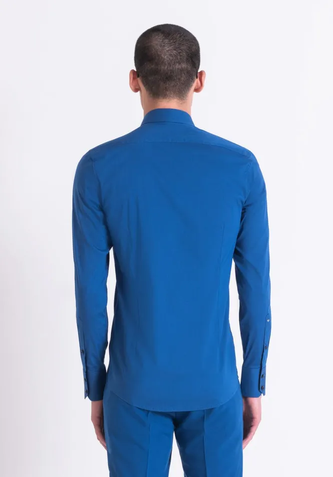 Shirts Men Antony Morato Super Slim Fit 034Milano034 Shirt In Stretch Cotton Poplin Blue