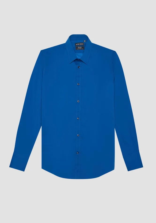 Shirts Men Antony Morato Super Slim Fit 034Milano034 Shirt In Stretch Cotton Poplin Blue
