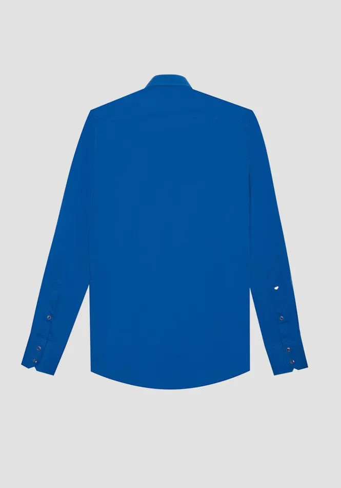 Shirts Men Antony Morato Super Slim Fit 034Milano034 Shirt In Stretch Cotton Poplin Blue
