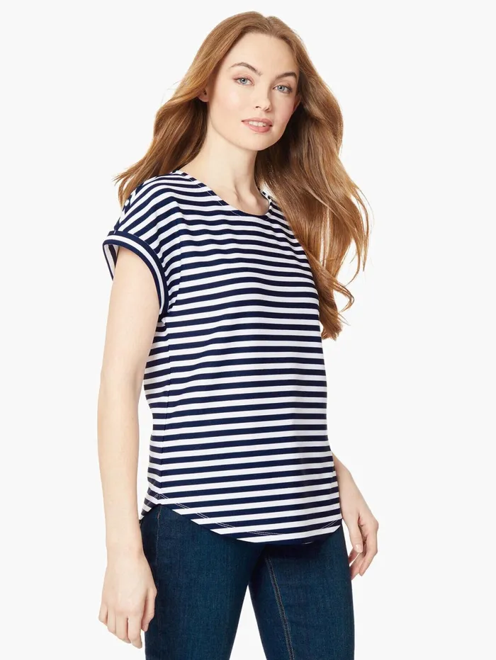 Short CuffedSleeve Scoop Neck Tee Women Jones New York Tanks and Tees Short CuffedSleeve Scoop Neck Tee Women Jones New York Tanks and Tees