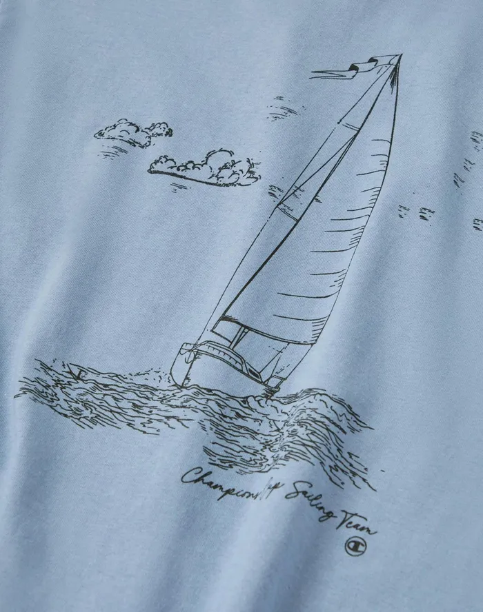ShortSleeve TShirt Sailing Team Denim Jacket Blue Men Champion TShirts and Tops