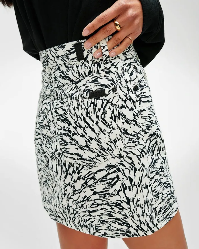 Shorts and Skirts Women 7 For All Mankind Asymmetric Skirt In BlackWhite Blackwhite