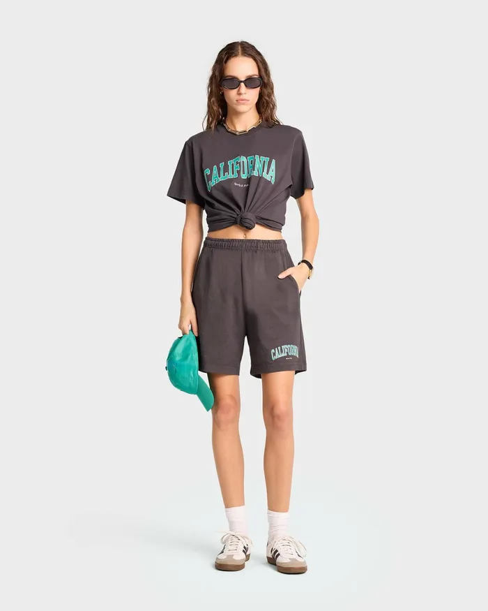 Shorts Women Sporty and Rich California Gym Short 8211 Faded BlackSpring Green
