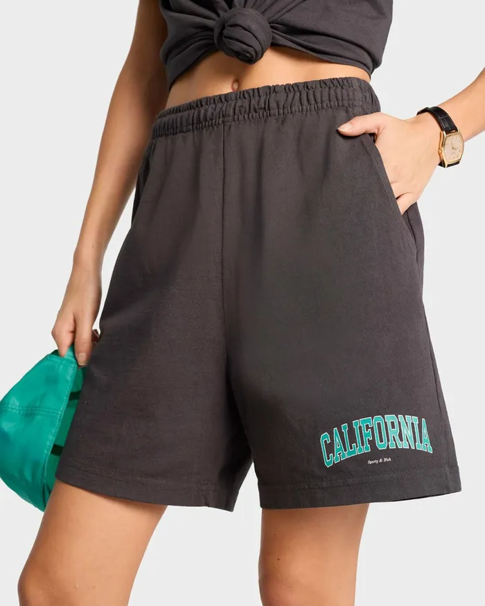 Shorts Women Sporty and Rich California Gym Short 8211 Faded BlackSpring Green