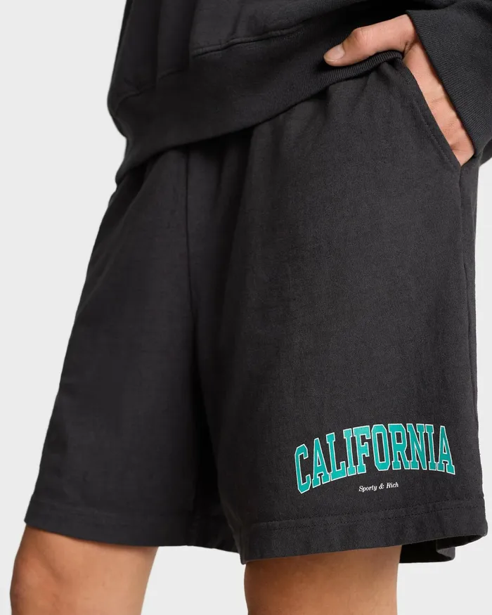 Shorts Women Sporty and Rich California Gym Short 8211 Faded BlackSpring Green