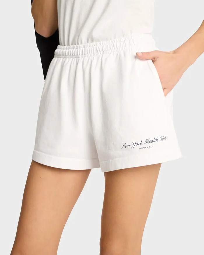 Shorts Women Sporty and Rich NY Health Club Disco Short 8211 WhiteNavy