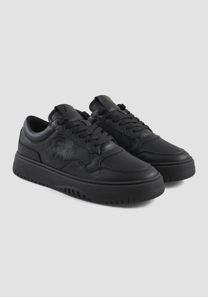 Sneakers Men Antony Morato Ehran Sneaker In Black Leather With Tiger Print Black