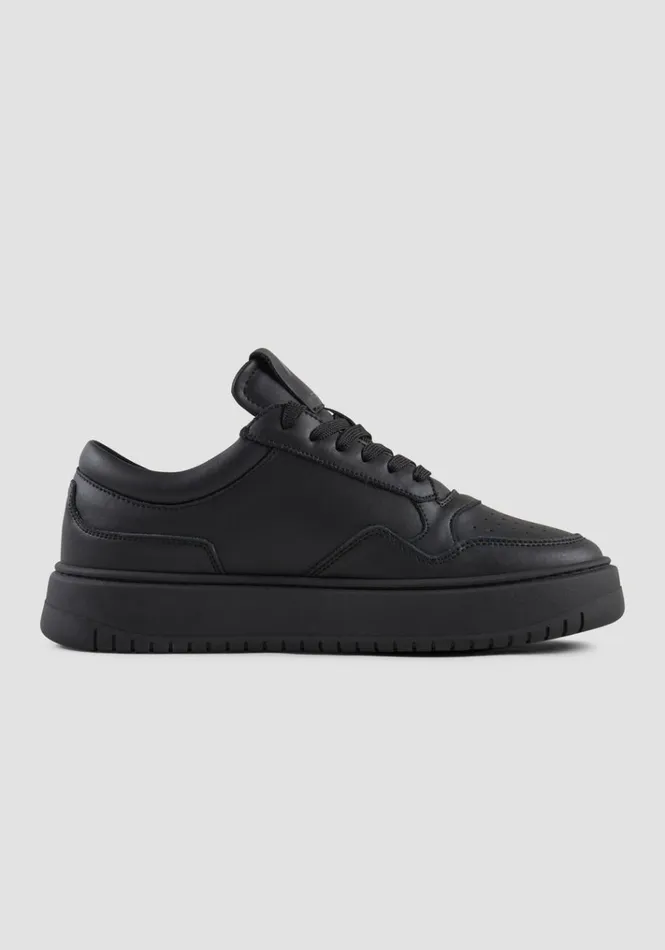 Sneakers Men Antony Morato Ehran Sneaker In Black Leather With Tiger Print Black