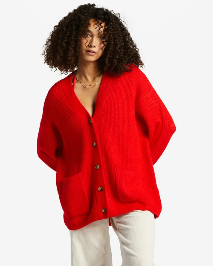 So Chill Cardigan Rad Red Women Billabong Sweaters