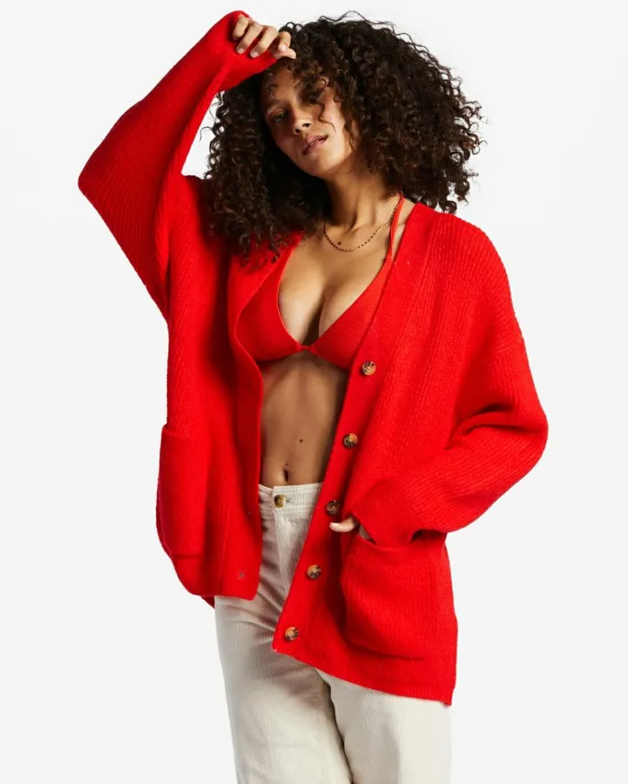 So Chill Cardigan Rad Red Women Billabong Sweaters