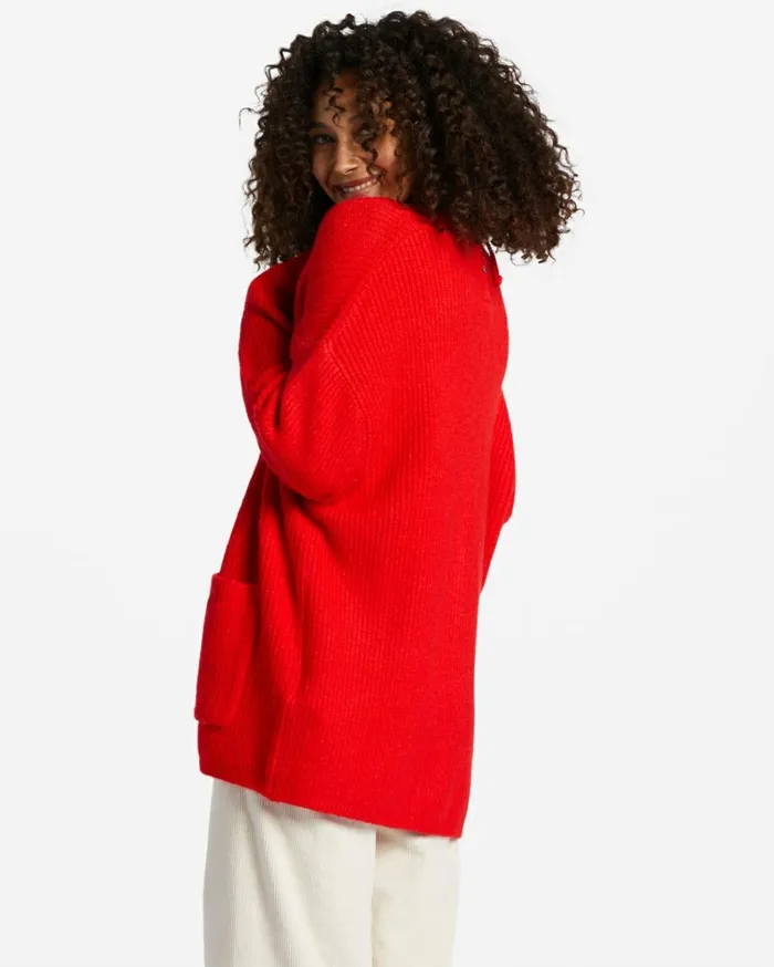 So Chill Cardigan Rad Red Women Billabong Sweaters