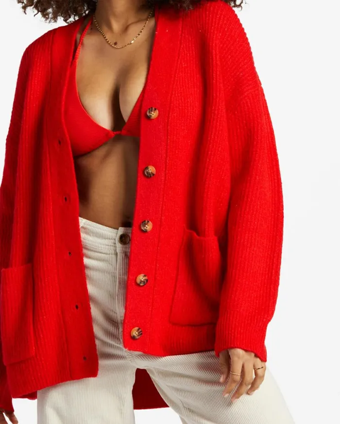 So Chill Cardigan Rad Red Women Billabong Sweaters