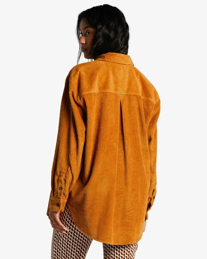 So Stoked Cord Long Sleeve Top Cider Women Billabong Tops