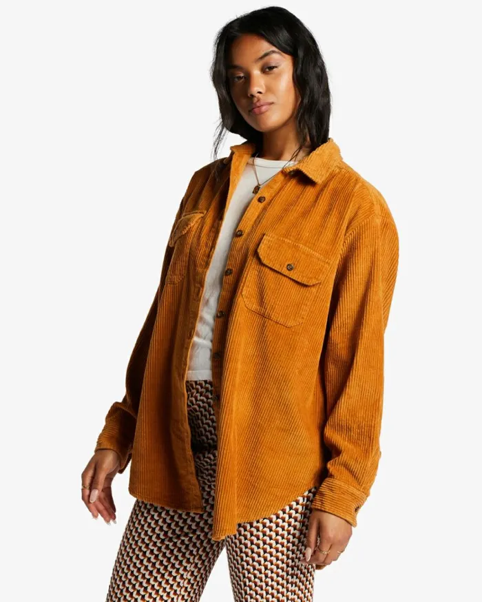 So Stoked Cord Long Sleeve Top Cider Women Billabong Tops