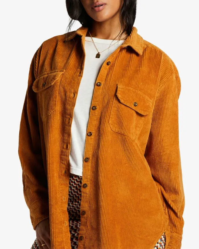 So Stoked Cord Long Sleeve Top Cider Women Billabong Tops