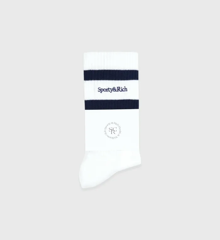 Socks Women Sporty and Rich Serif Logo Socks 8211 WhiteNavy