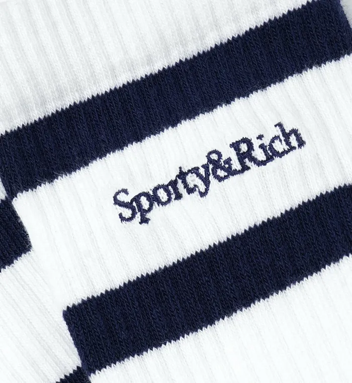 Socks Women Sporty and Rich Serif Logo Socks 8211 WhiteNavy