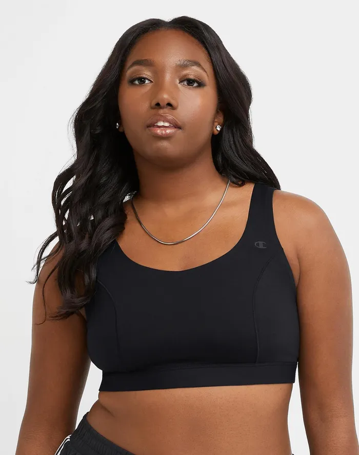Soft Touch Bra C Logo Plus Size Black Women Champion Sports Bras and Bralettes