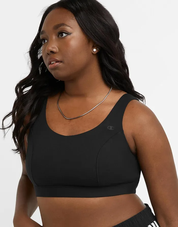 Soft Touch Bra C Logo Plus Size Black Women Champion Sports Bras and Bralettes