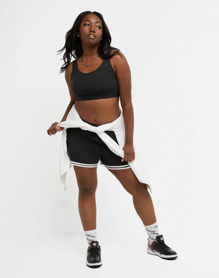Soft Touch Bra C Logo Plus Size Black Women Champion Sports Bras and Bralettes