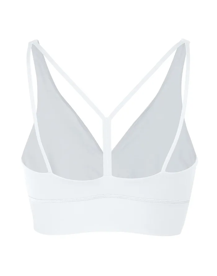 Soft Touch Longline Strappy Sports Bra C Logo White Women Champion Sports Bras and Bralettes