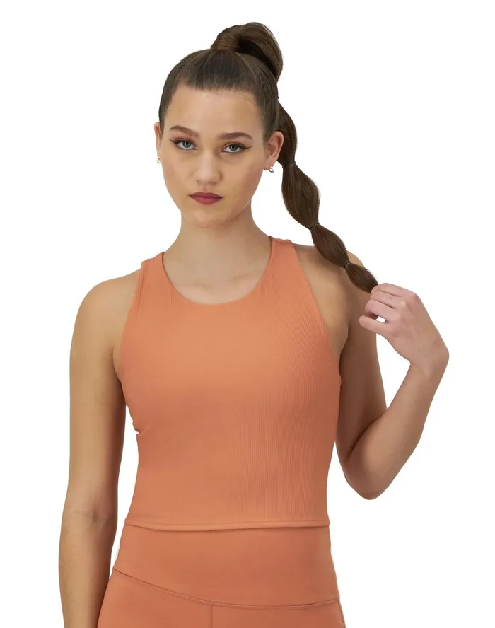 Soft Touch Ribbed Cropped Tank Top C Logo Canyon Red Women Champion TShirts and Tops