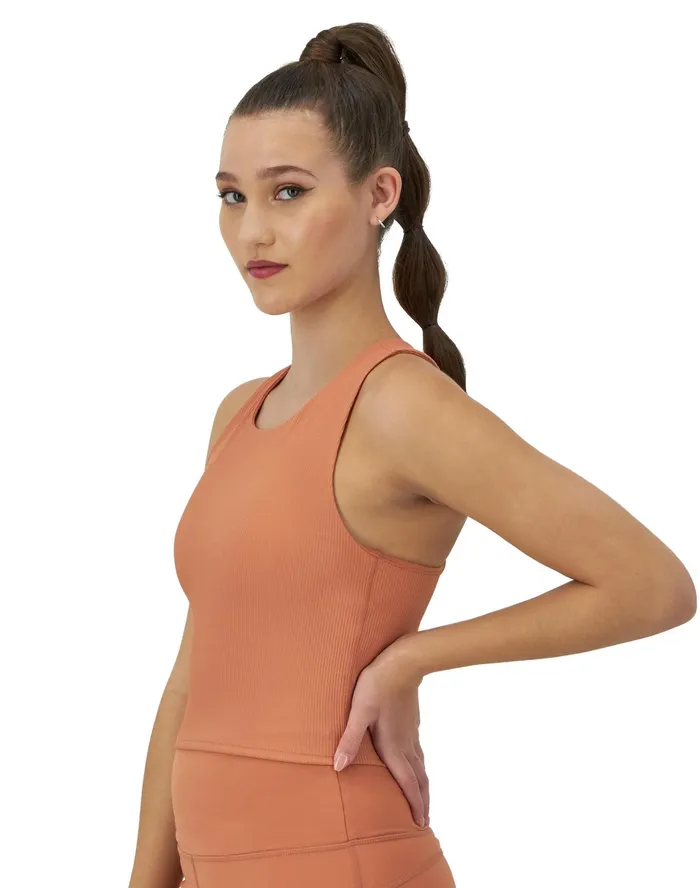 Soft Touch Ribbed Cropped Tank Top C Logo Canyon Red Women Champion TShirts and Tops