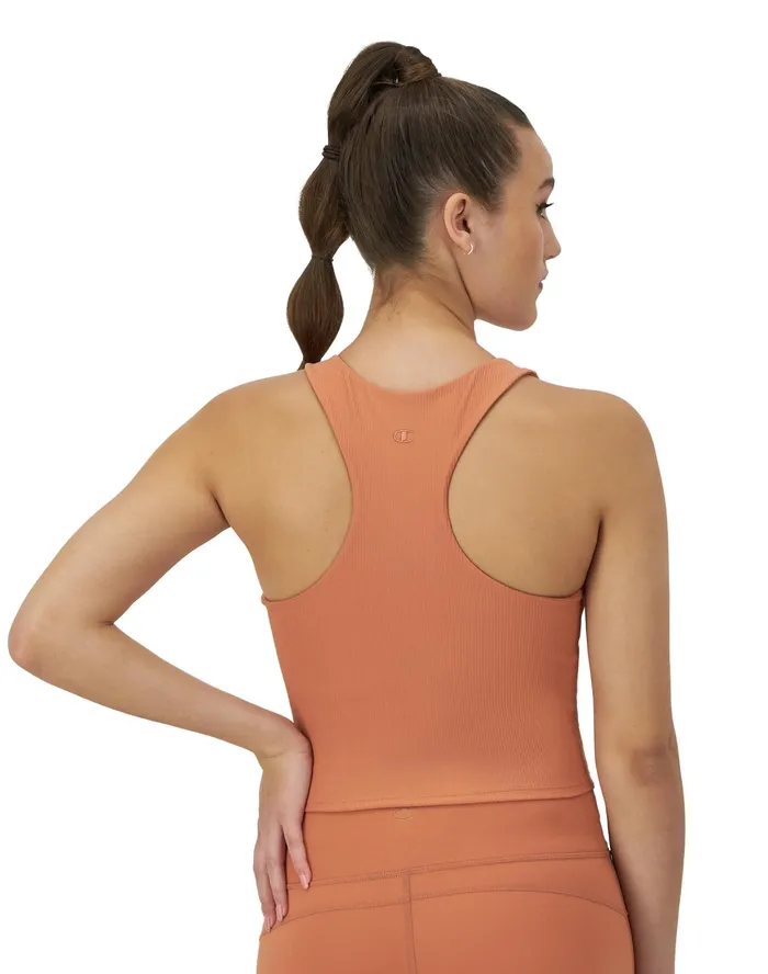Soft Touch Ribbed Cropped Tank Top C Logo Canyon Red Women Champion TShirts and Tops