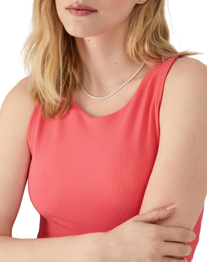 Soft Touch Ribbed Cropped Tank Top C Logo High Tide Coral Women Champion TShirts and Tops