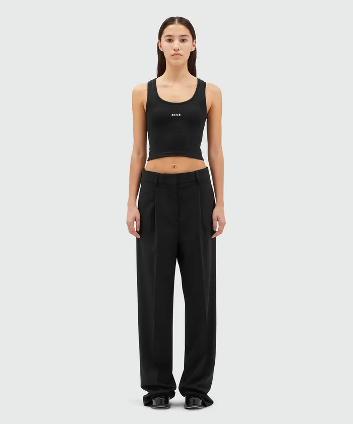 SolidColour Tailoring Palazzo Trousers In Virgin Wool Women MSGM Pants And Shorts