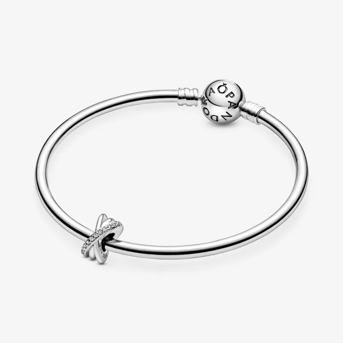 Spacer Charms Women Pandora Sparkling and Polished Lines Spacer Charm
