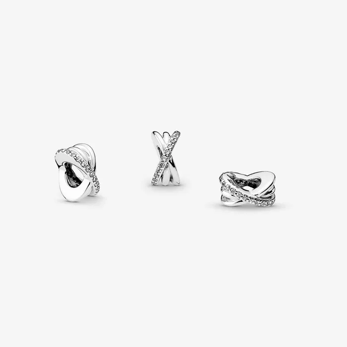 Spacer Charms Women Pandora Sparkling and Polished Lines Spacer Charm