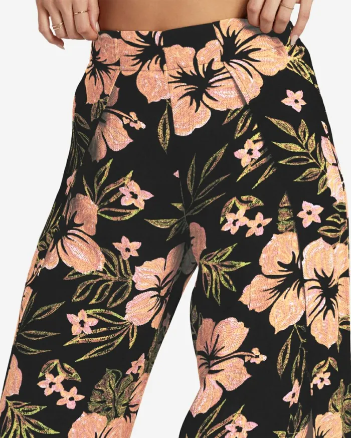Split Spirit Floral Pants Black Sands Women Billabong Pants