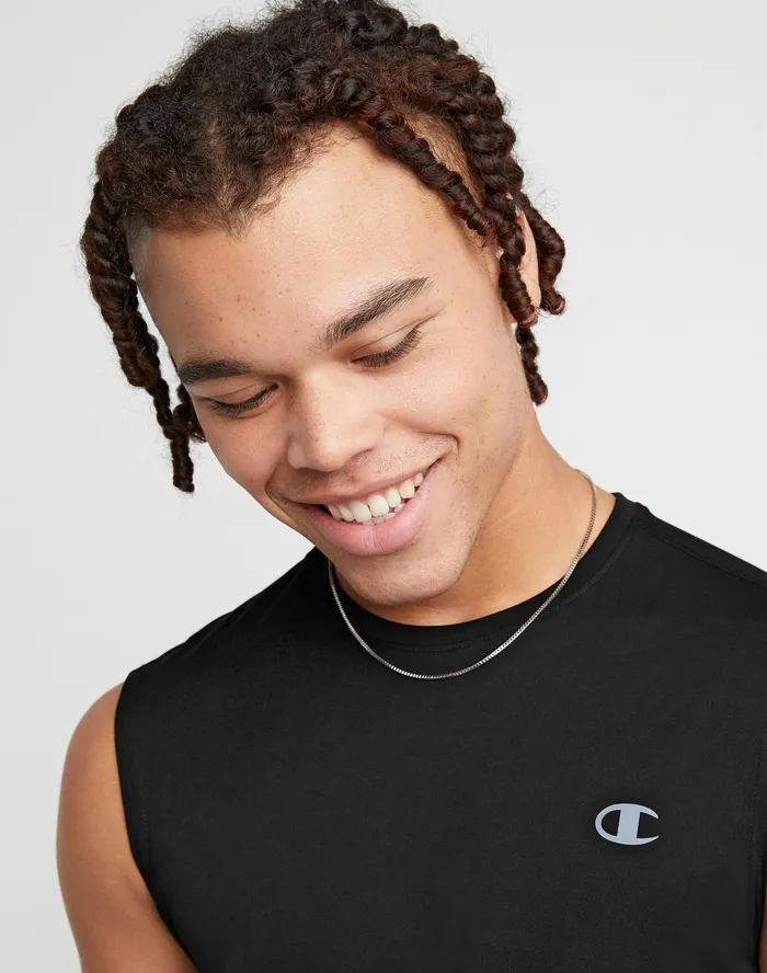 Sport Muscle Tank Reflective C Logo Black Men Champion TShirts and Tops