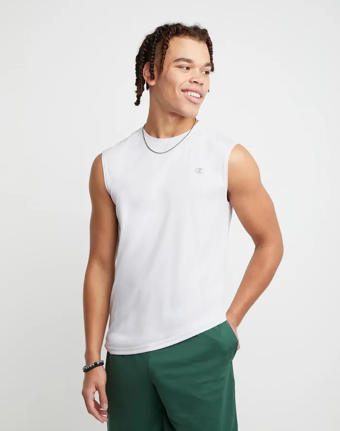 Sport Muscle Tank Reflective C Logo White Men Champion TShirts and Tops