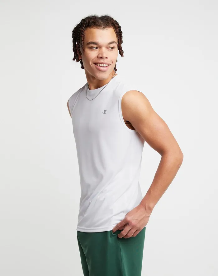 Sport Muscle Tank Reflective C Logo White Men Champion TShirts and Tops