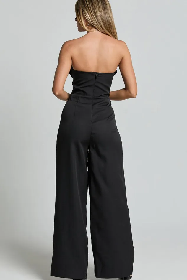 Stacey Jumpsuit 8211 Strapless Cowl Wide Leg Jumpsuit In Black Women Showpo Jumpsuits