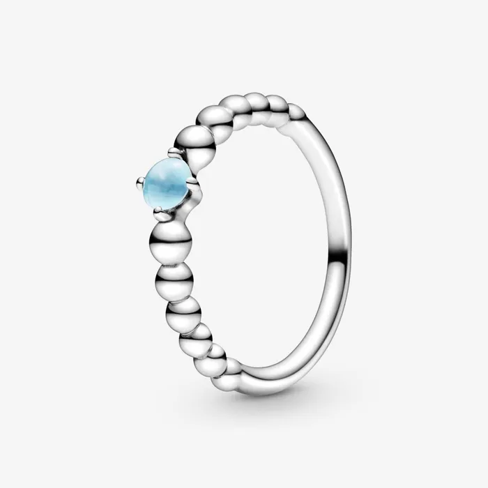 Stackable Rings Women Pandora December Birthstone Beaded Ring Blue
