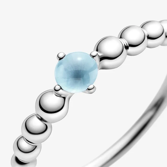 Stackable Rings Women Pandora December Birthstone Beaded Ring Blue