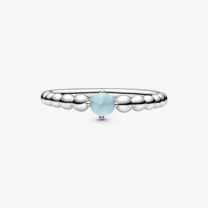 Stackable Rings Women Pandora December Birthstone Beaded Ring Blue