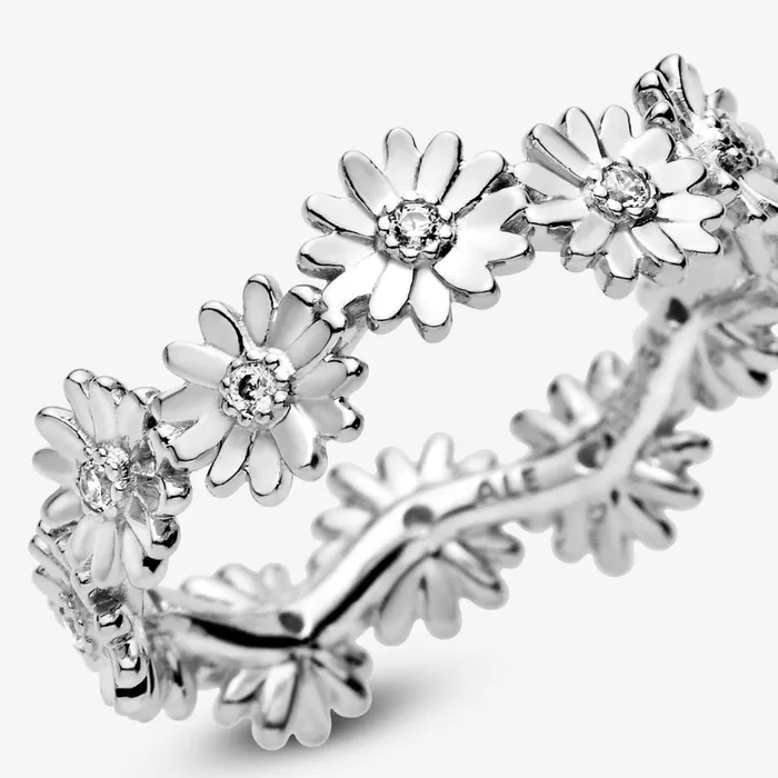 Stackable Rings Women Pandora Sparkling Daisy Flower Crown Ring