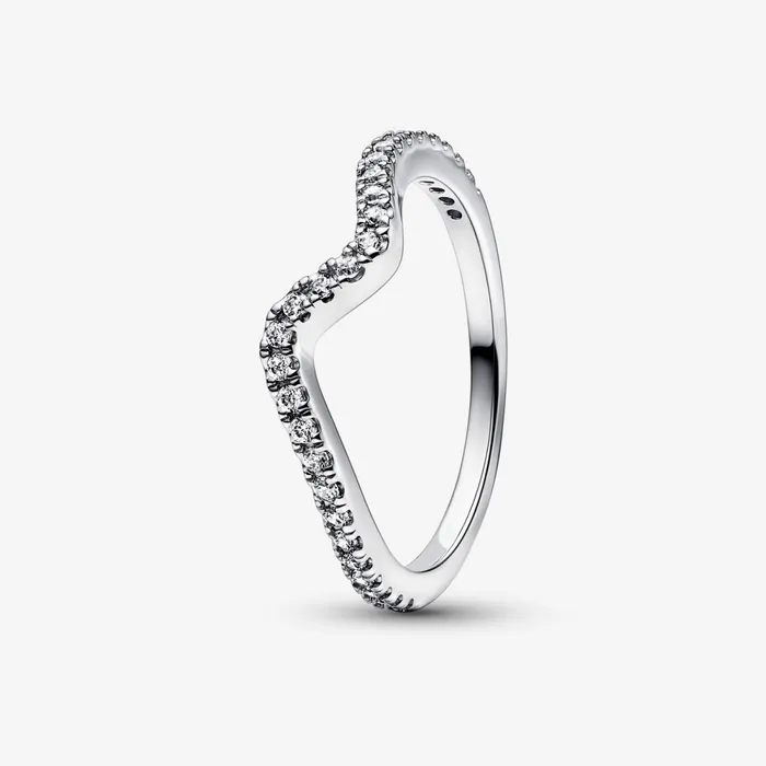Stackable Rings Women Pandora Sparkling Wave Ring Sterling Silver
