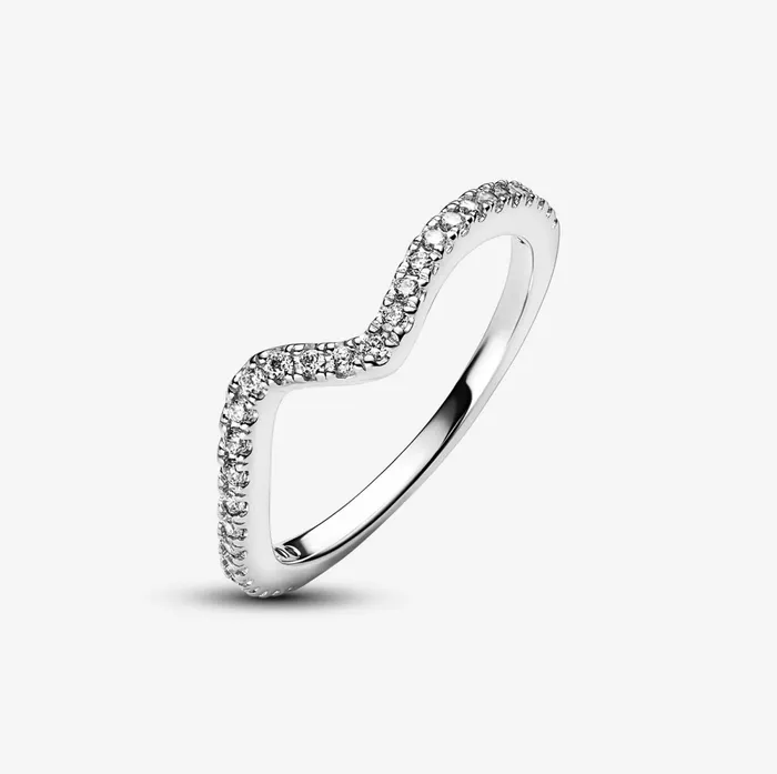 Stackable Rings Women Pandora Sparkling Wave Ring Sterling Silver