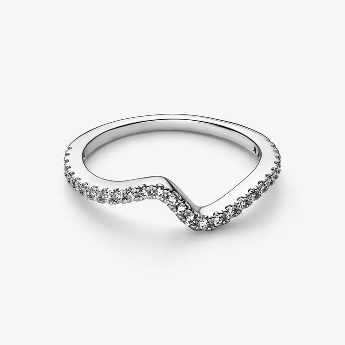 Stackable Rings Women Pandora Sparkling Wave Ring Sterling Silver