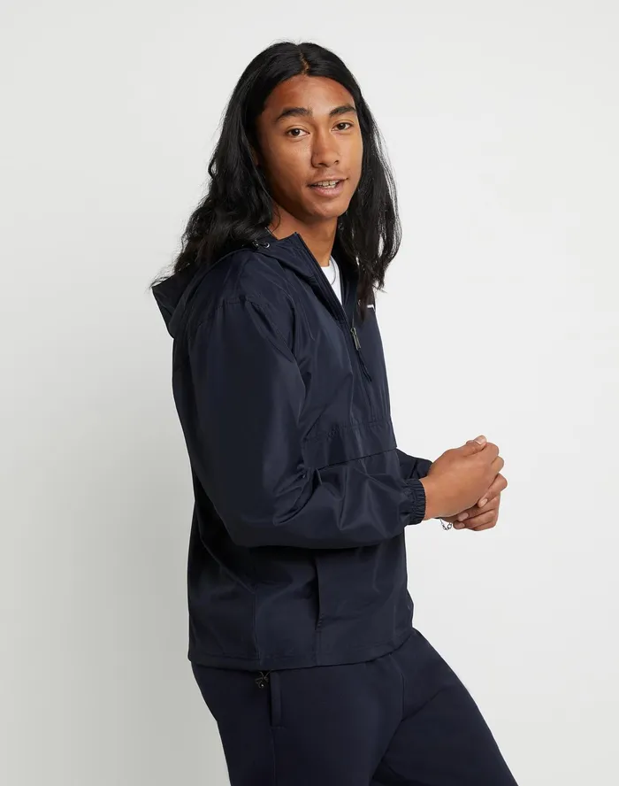 Stadium Packable Jacket Script Logo Navy MenWomen Champion Jackets