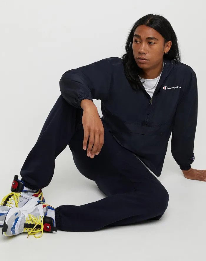 Stadium Packable Jacket Script Logo Navy MenWomen Champion Jackets