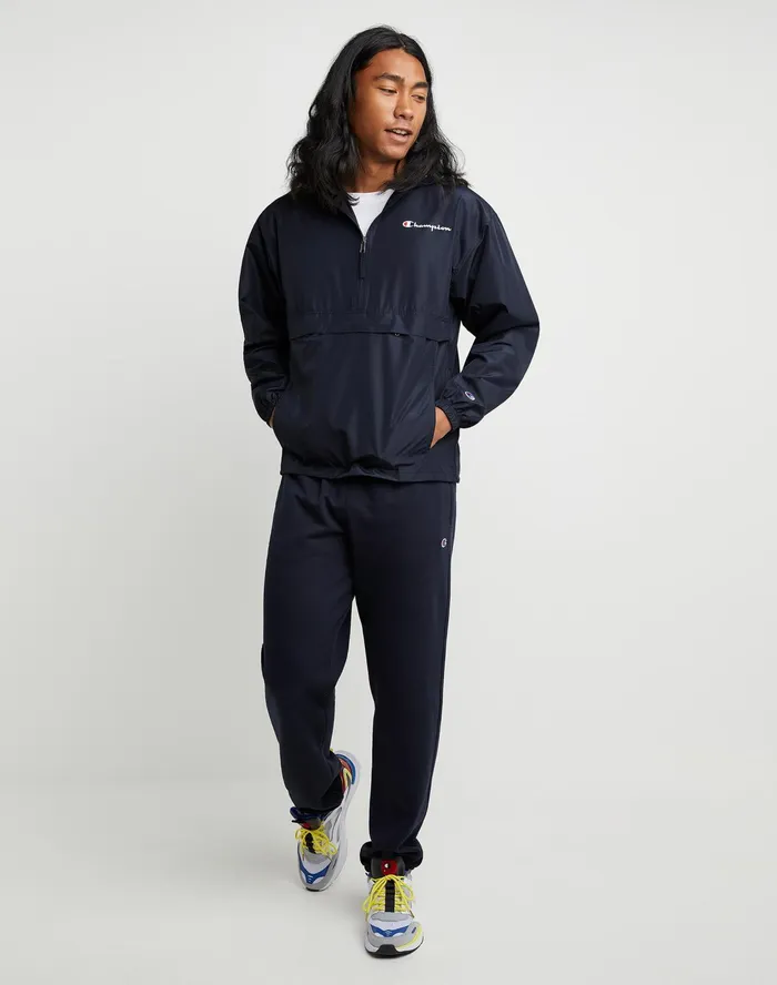 Stadium Packable Jacket Script Logo Navy MenWomen Champion Jackets