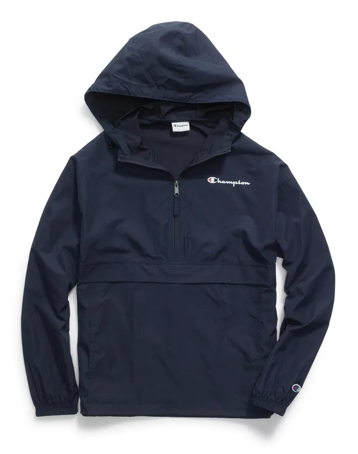 Stadium Packable Jacket Script Logo Navy MenWomen Champion Jackets