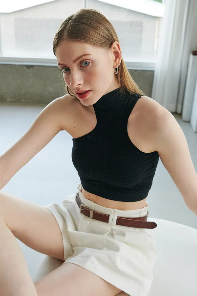 Storets Aerynn Asymmetric Cutout Top Women Tops
