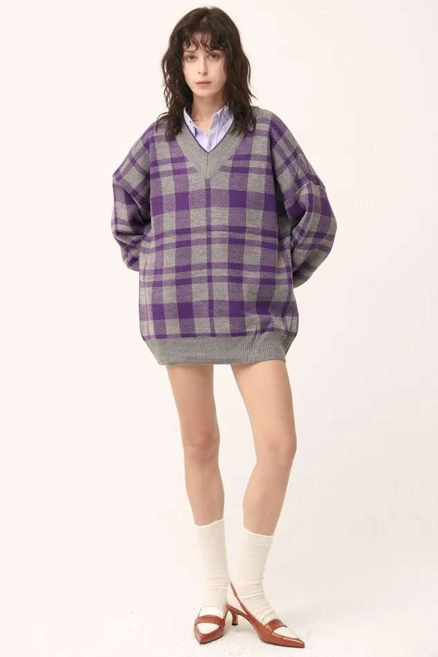 Storets Alexis Oversized Sweater In Plaid Women Sweaters and Knitwears Storets Alexis Oversized Sweater In Plaid Women Sweaters and Knitwears